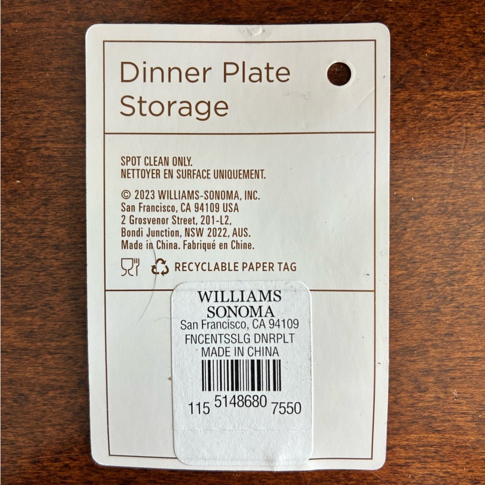 NWOT Williams-Sonoma Dinner Plate Storage - Picture 3 of 6